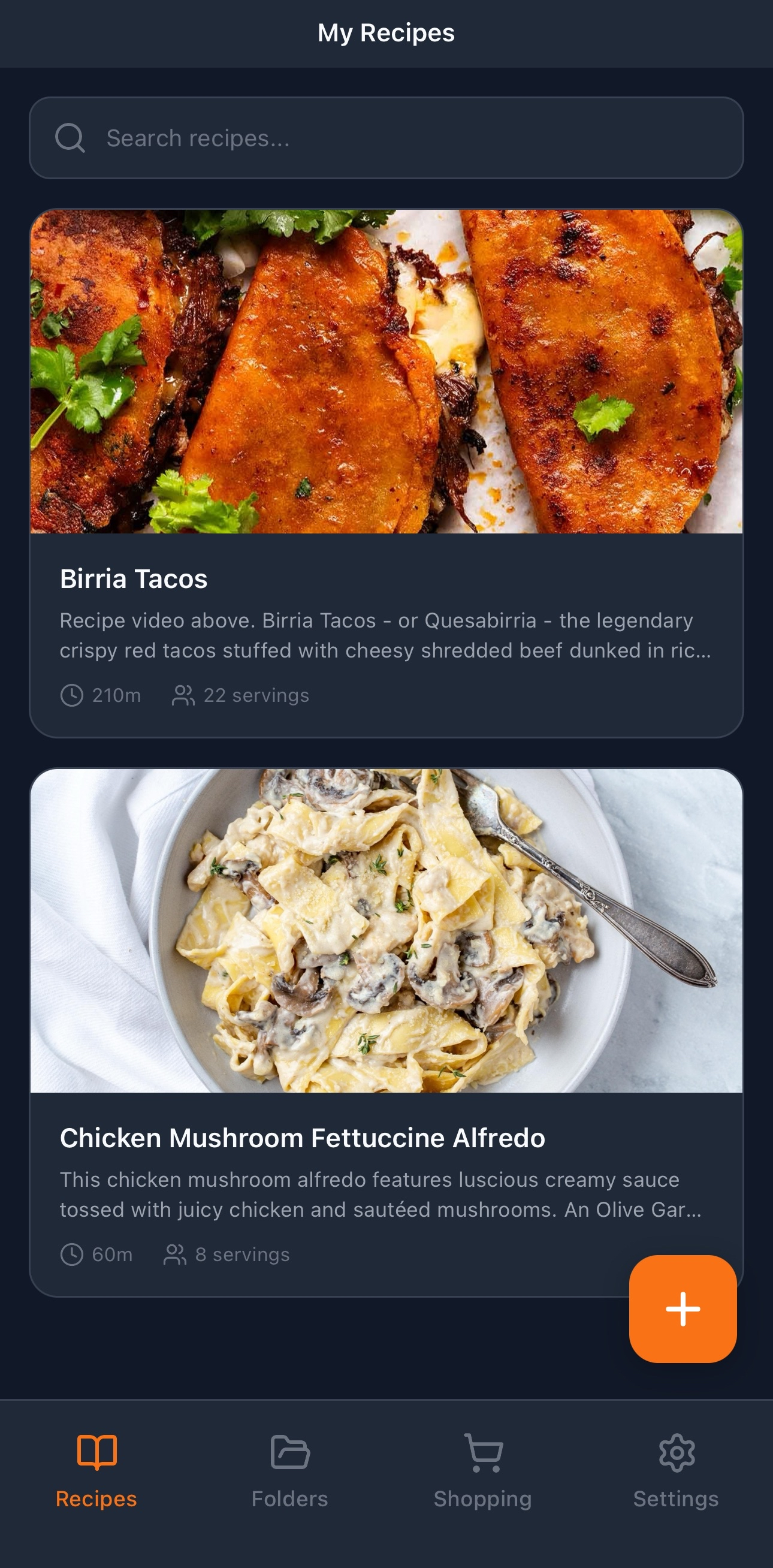 Clear Recipe App Screenshot