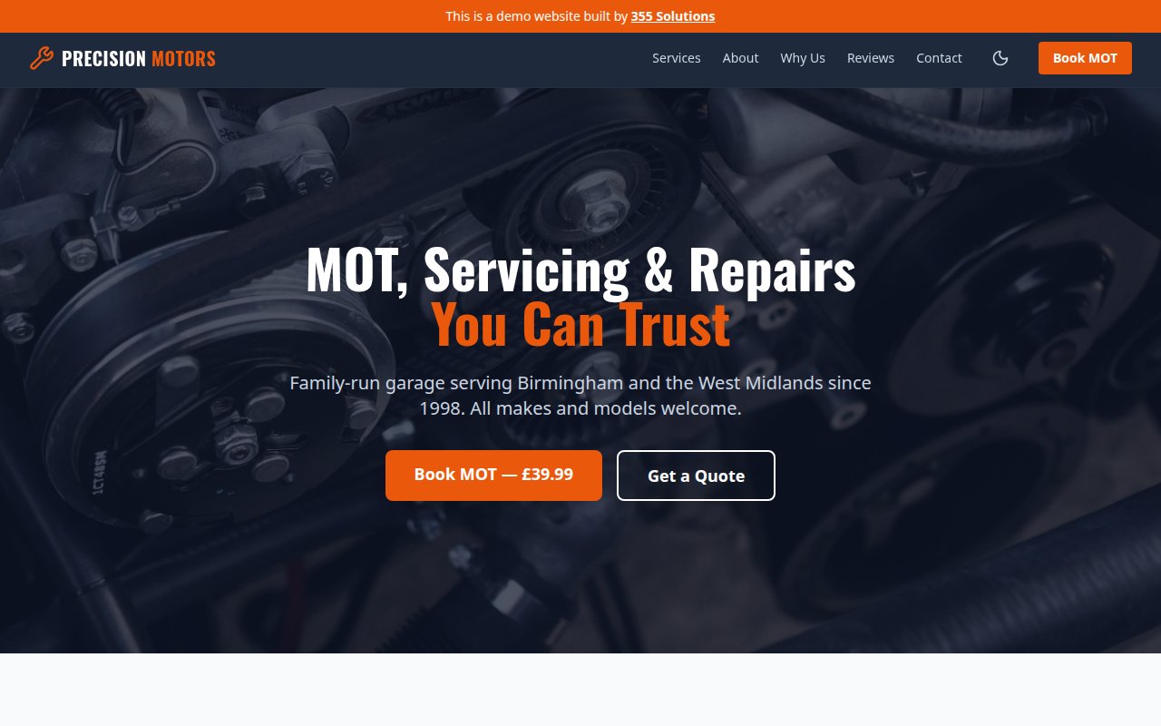 Precision Motors website screenshot