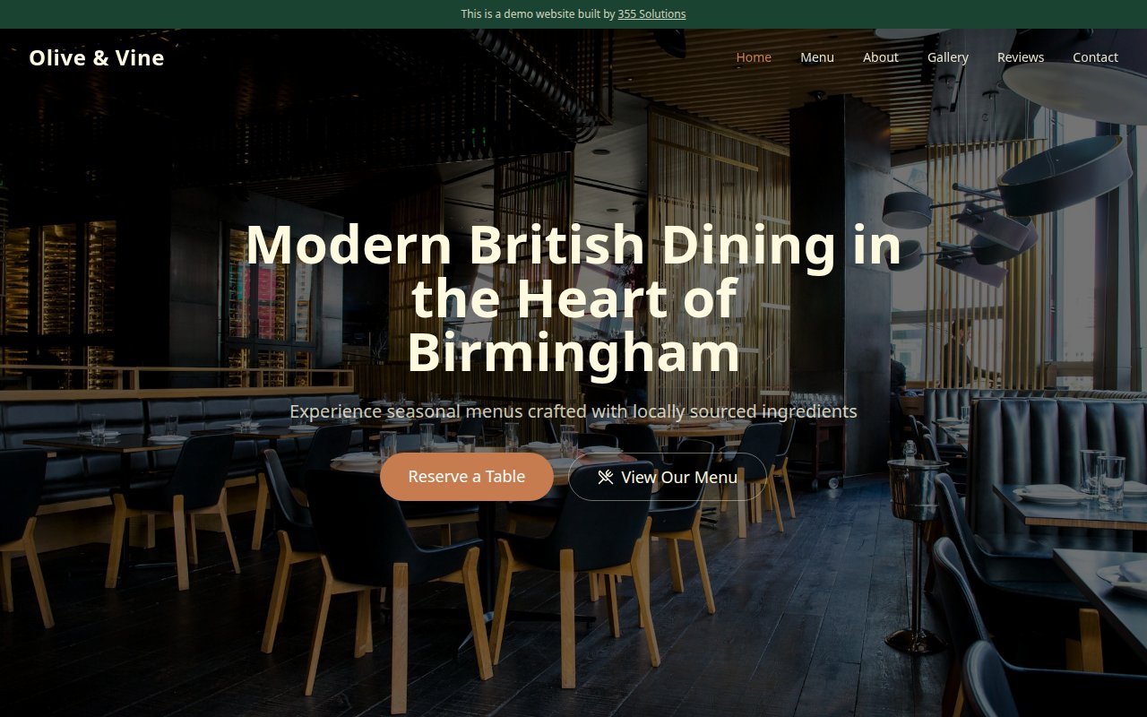 Olive & Vine website screenshot